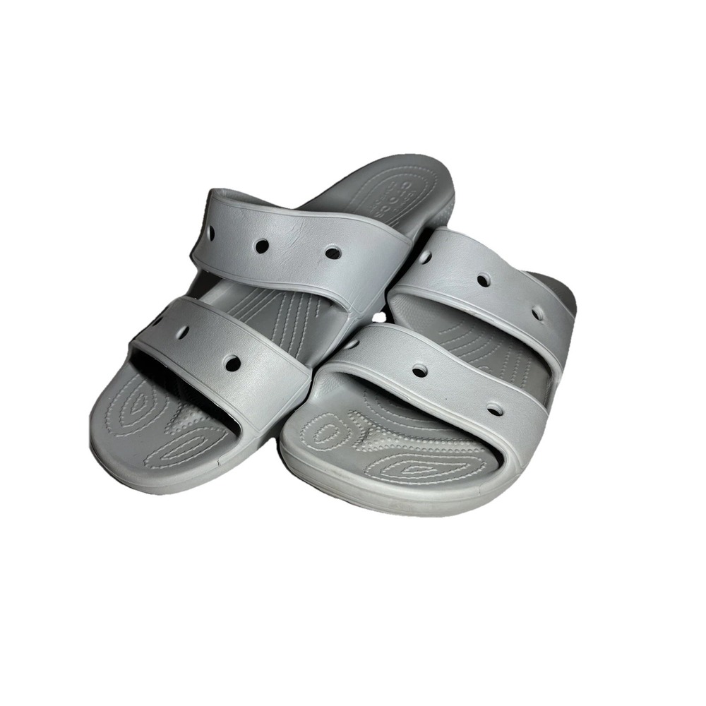 Crocs Light Grey‎ ICONICS Two Strap Slides Sandal US Men 11